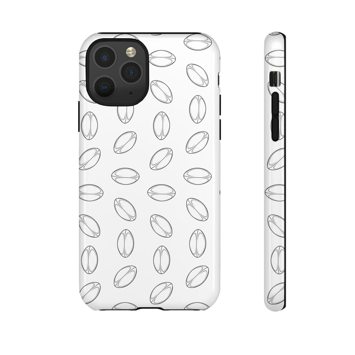 Phone Case, Rugby Ball Minimalist Sketch Pattern, Tough Case