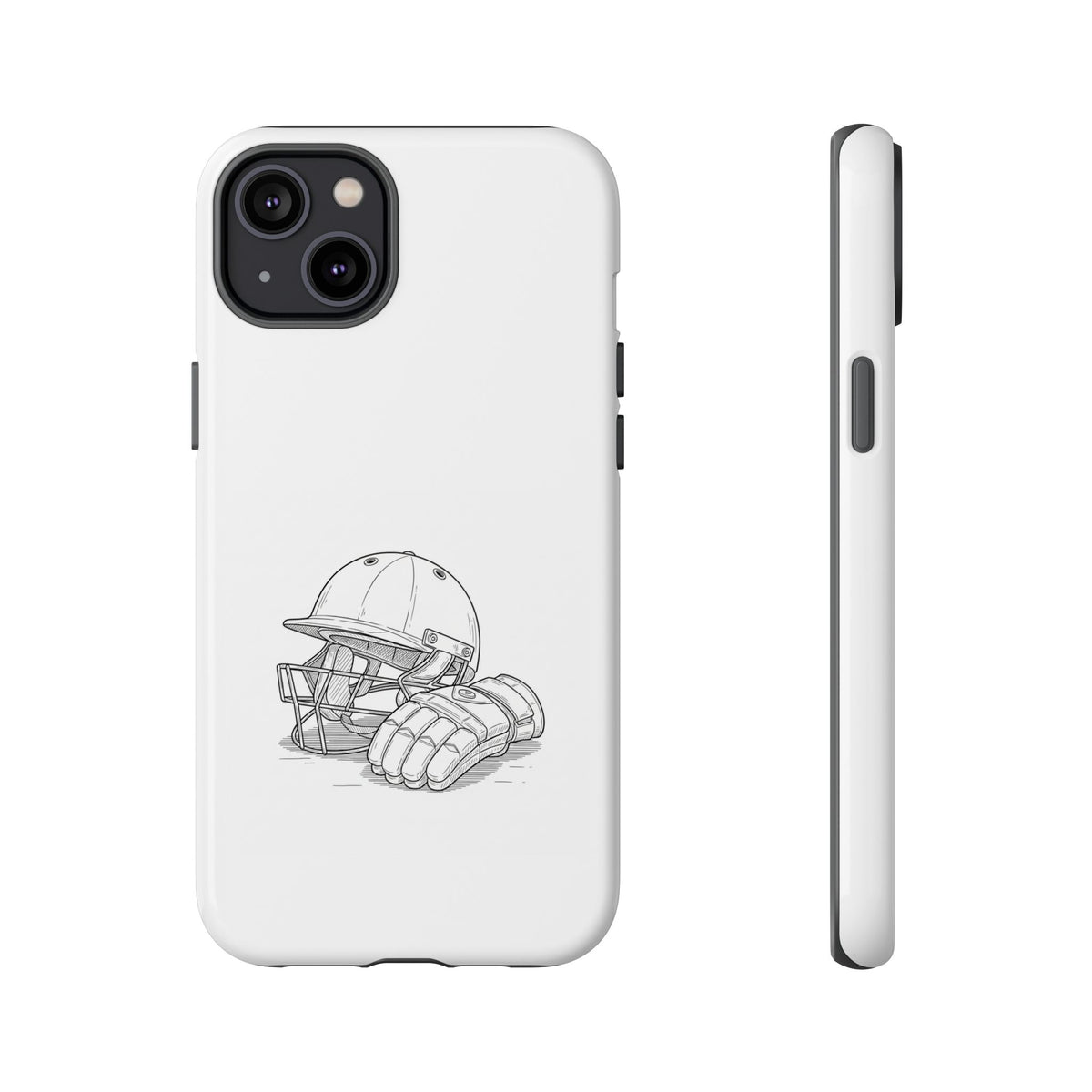 Phone Case, Cricket Gloves & Helmet Sketch, Tough Case