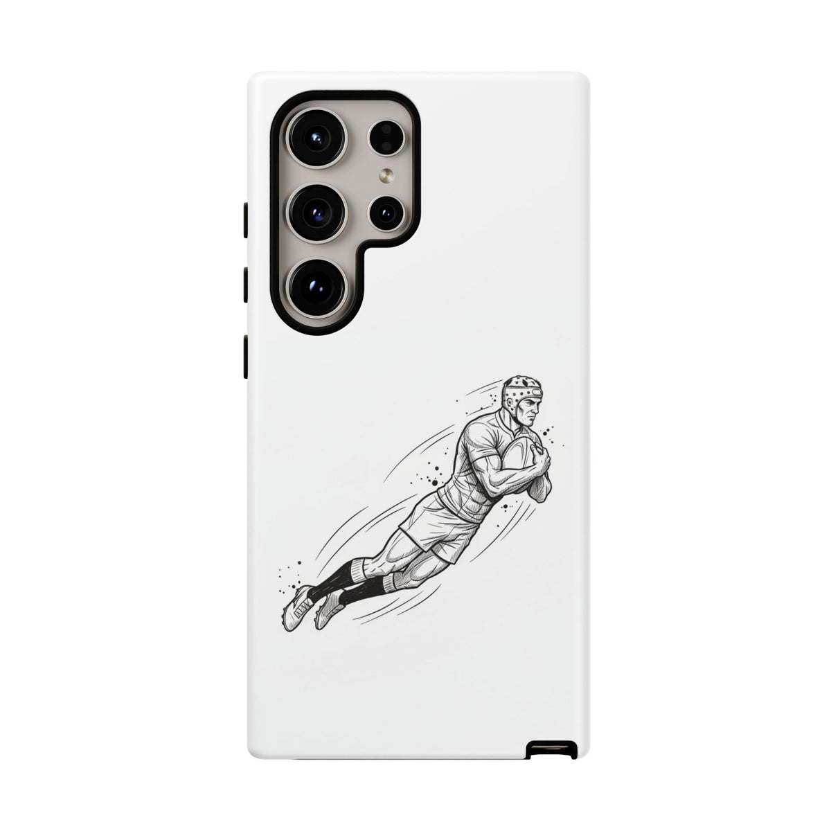 Phone Case, Rugby Try Swan Dive Minimalist Sketch design, Tough Case