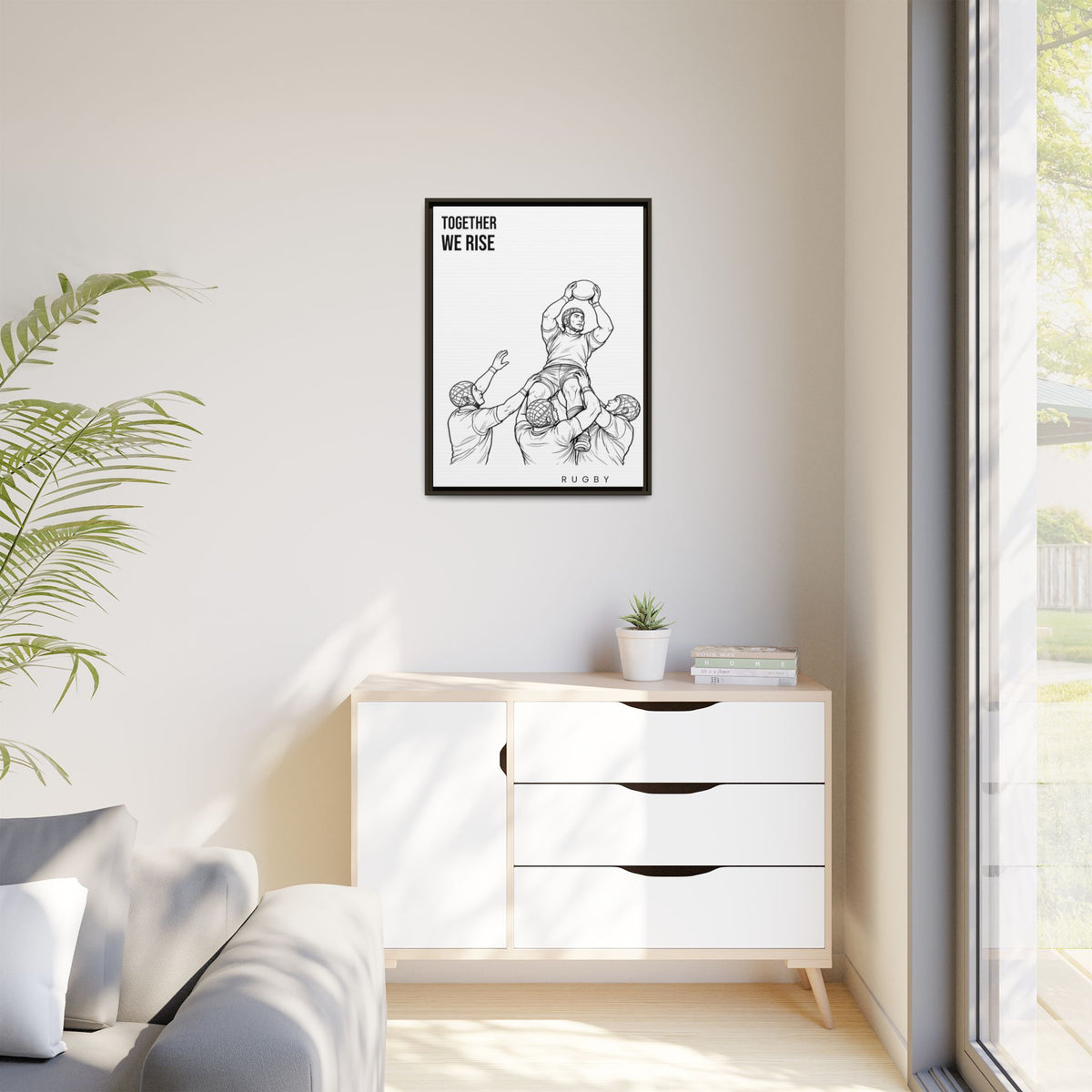Print, Rugby Line-Out Together We Rise , Matte Canvas Print Framed Art
