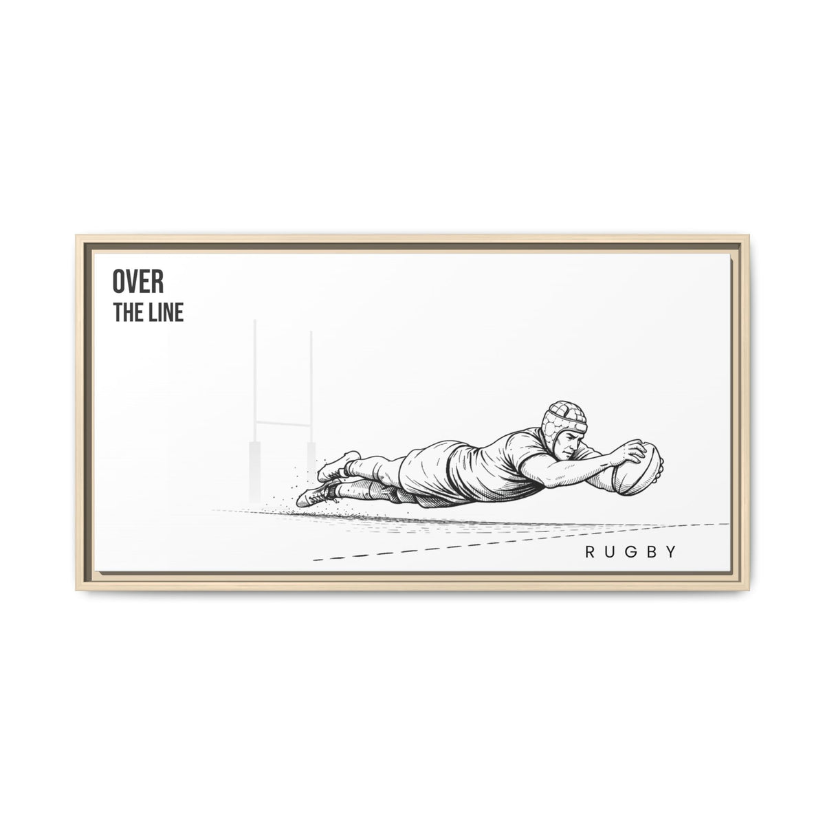 Print, Rugby Try, "Over The Line"  Matte Canvas Framed Wall Art