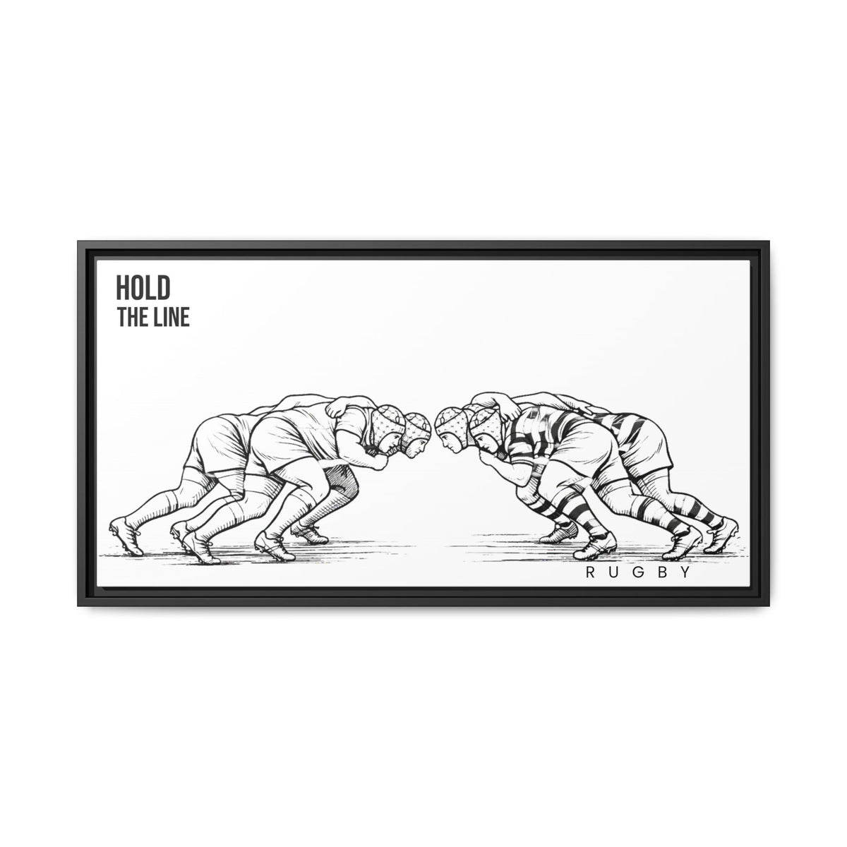 Print, Rugby Scrum, "Hold the Line" , Matte Canvas Print Framed Art