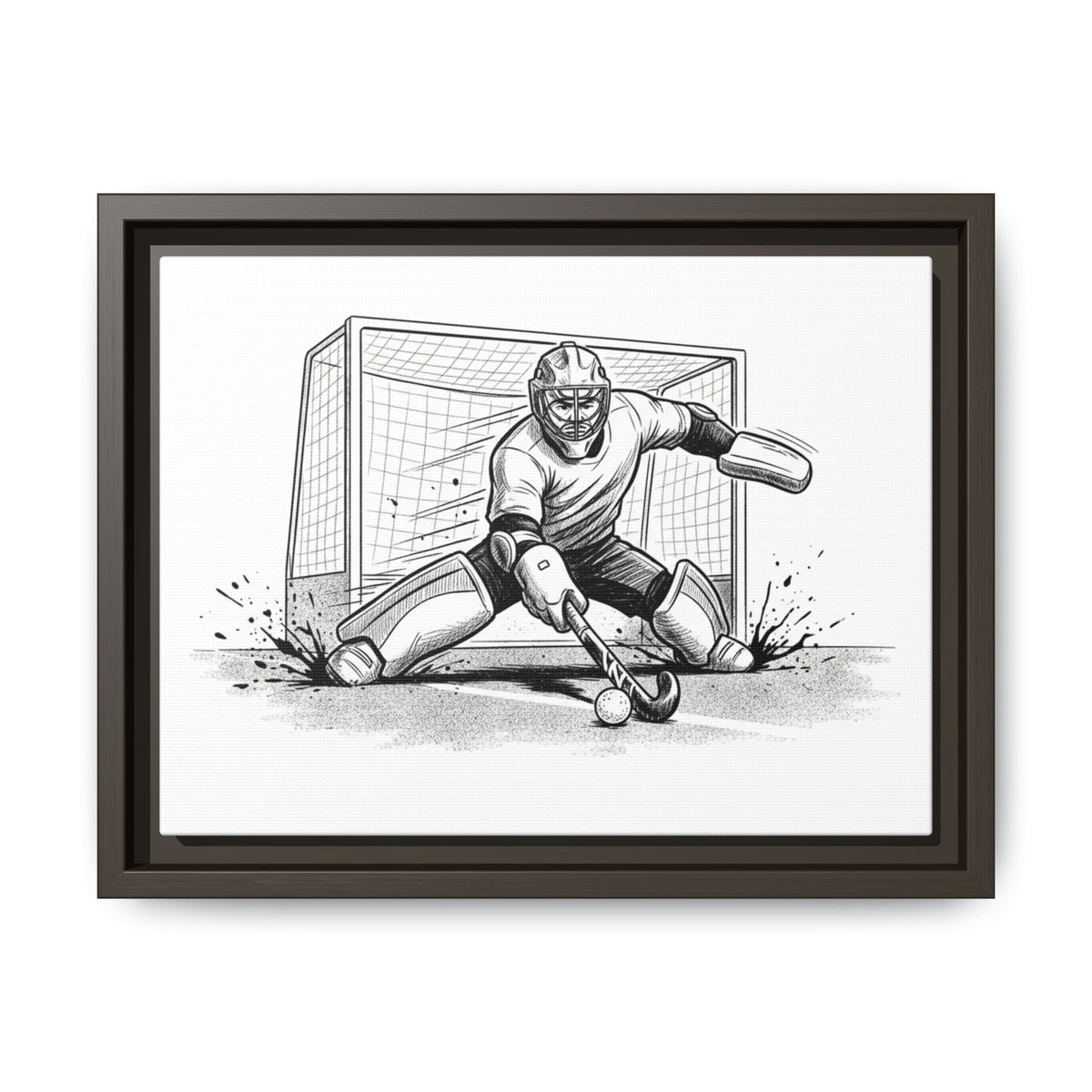 Print, Field Hockey Goalie Save, Matte Canvas Print Framed Art