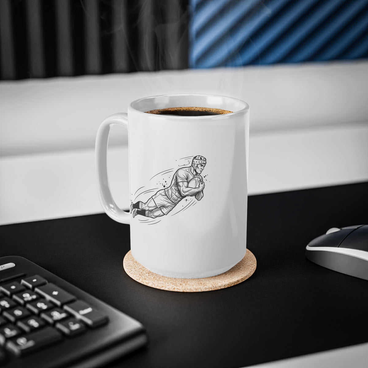 Mug, Rugby Players Sketch, Ceramic, 325ml / 11oz or 440ml / 15oz