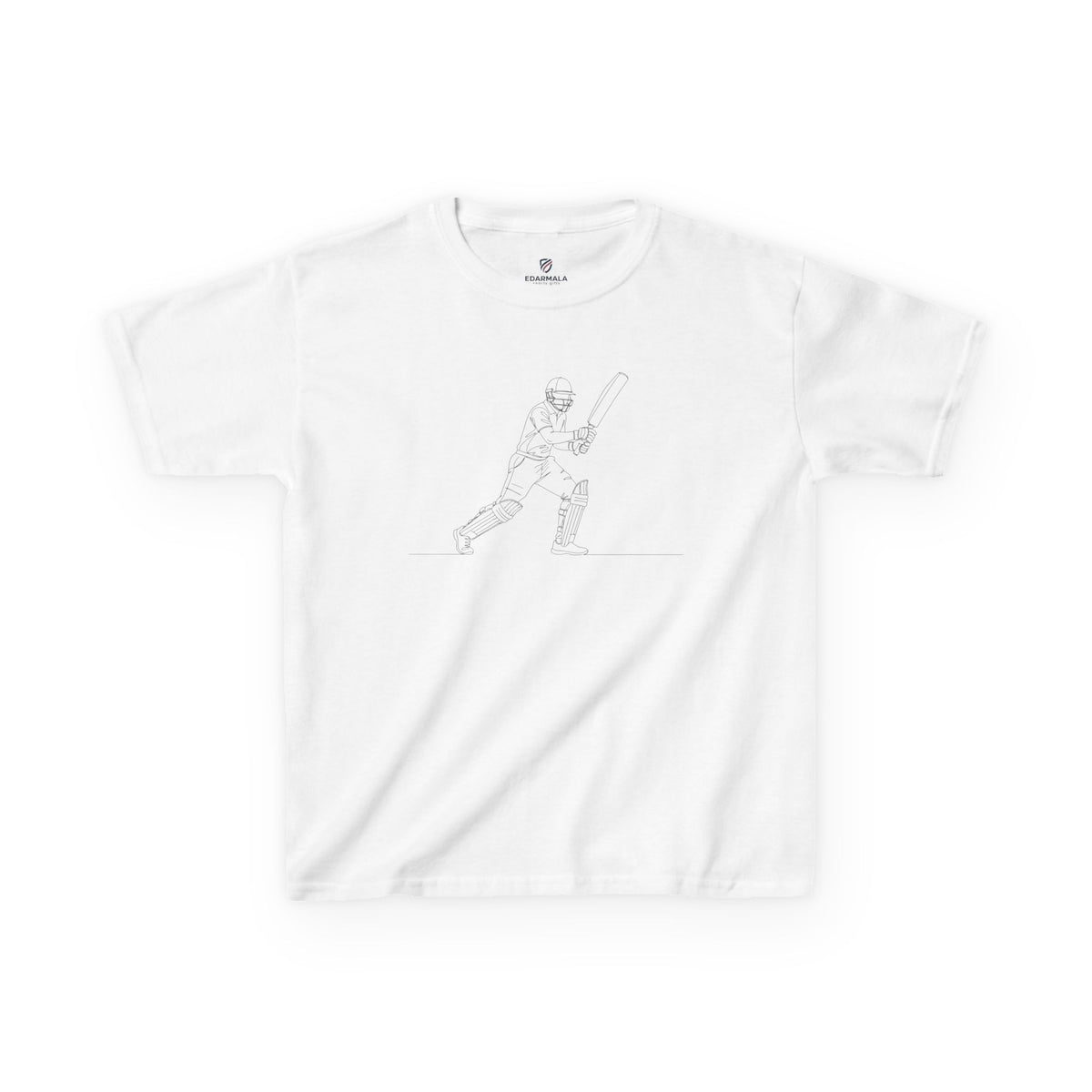 T Shirt Kids, Cricket Batsman 2 minimalist sketch design, Cotton, Various Colours