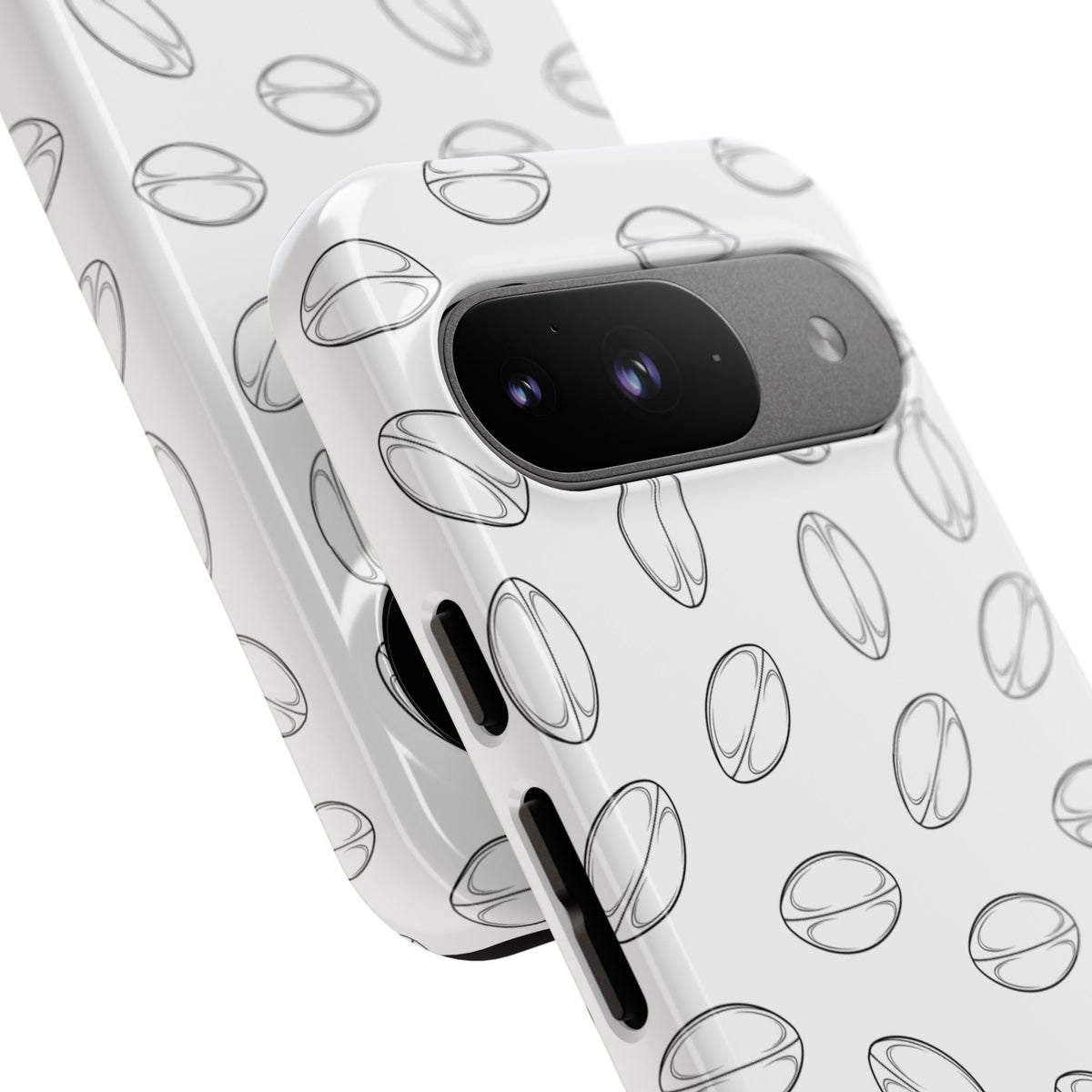 Phone Case, Rugby Ball Minimalist Sketch Pattern, Tough Case