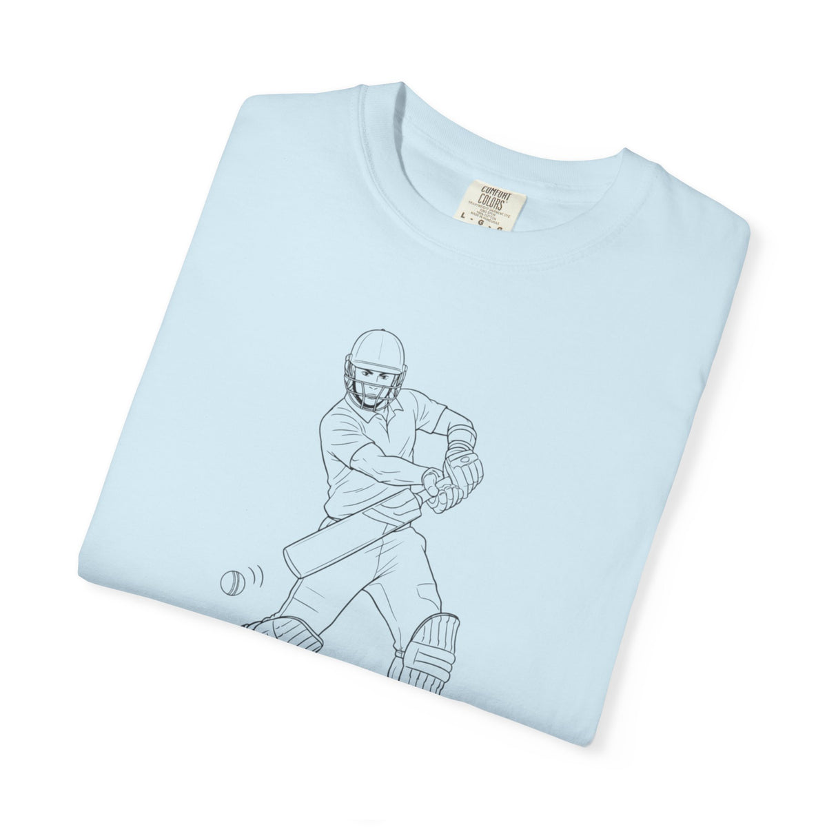 T Shirt, Cricket Batsman Minimalist Sketch Design (Large image), Cotton, Various Colours