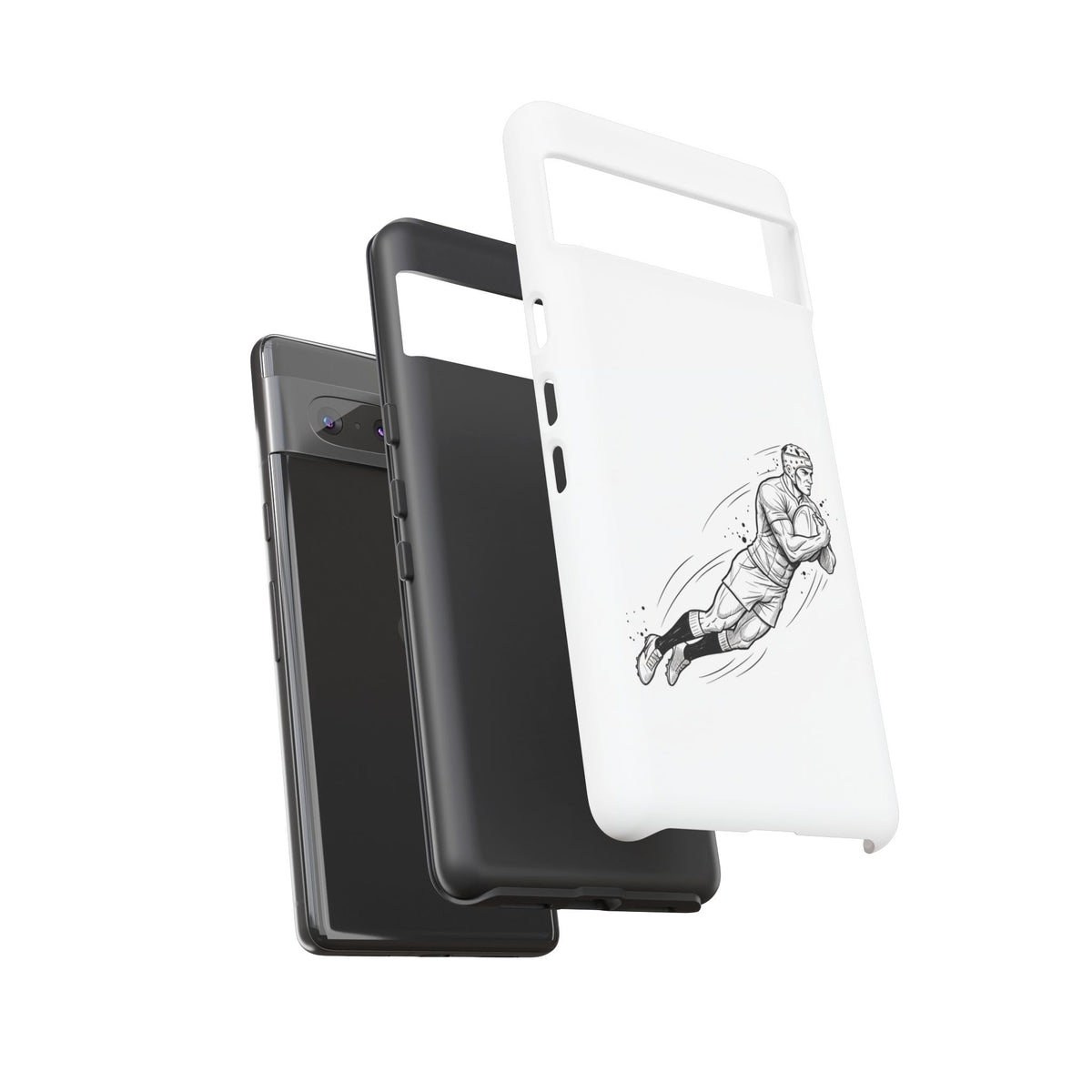 Phone Case, Rugby Try Swan Dive Minimalist Sketch design, Tough Case