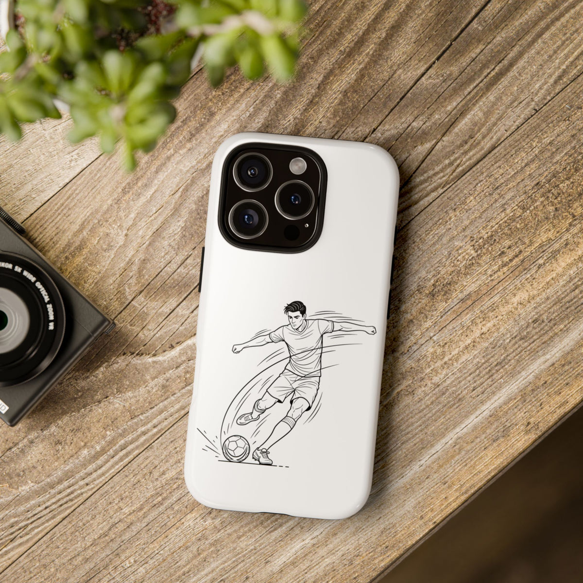 Phone Case, Football Free Kick / Strike Minimalist sketch Design, Tough Case