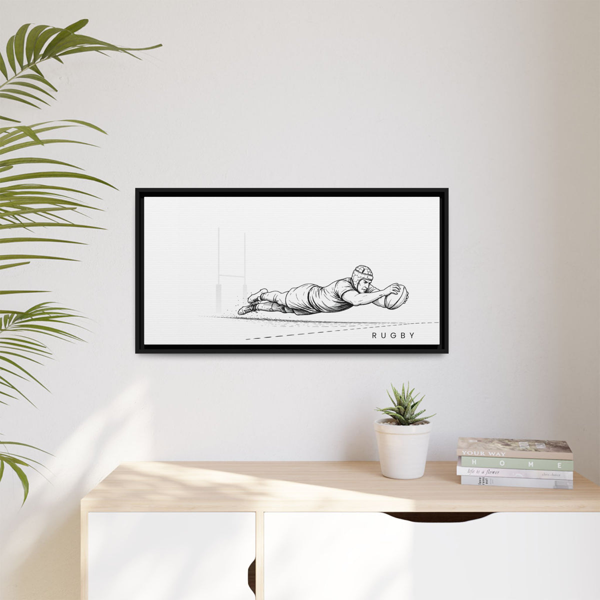 Print, Rugby Try, Matte Canvas Framed Wall Art