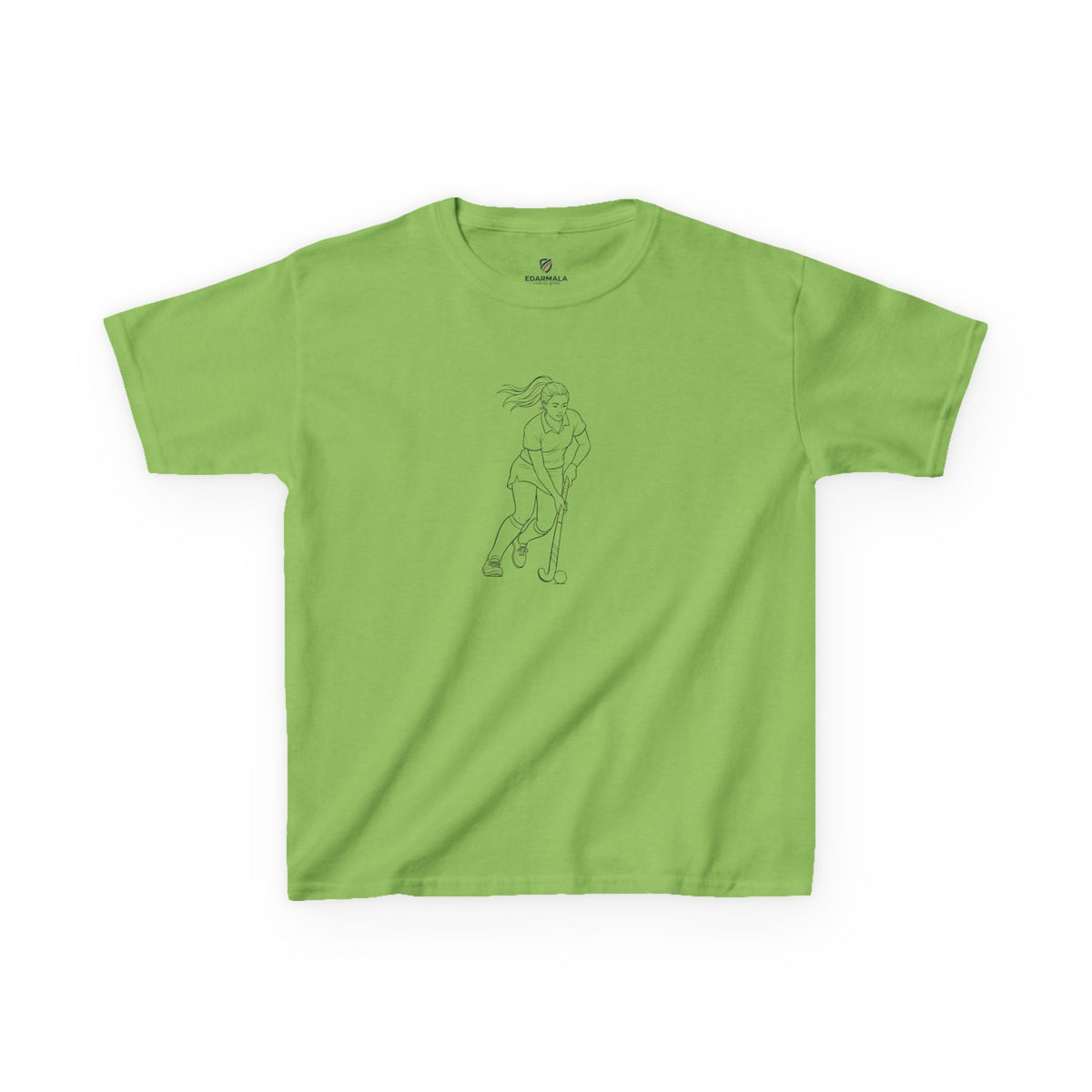 T Shirt Kids, Hockey female player minimalist sketch design, Cotton, Various Colours
