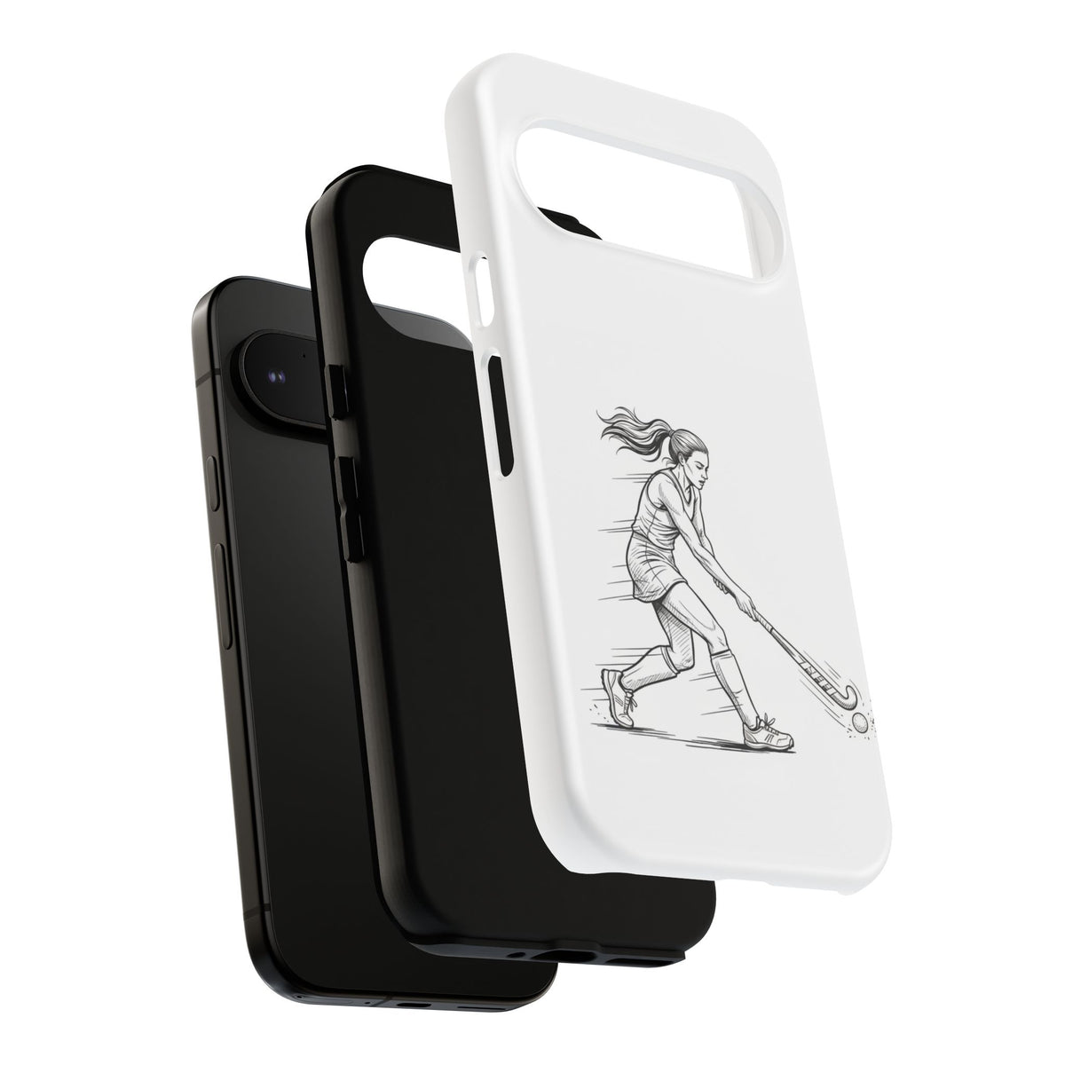Phone Case, Hockey, Female  Player Minimalist sketch design, Tough Case