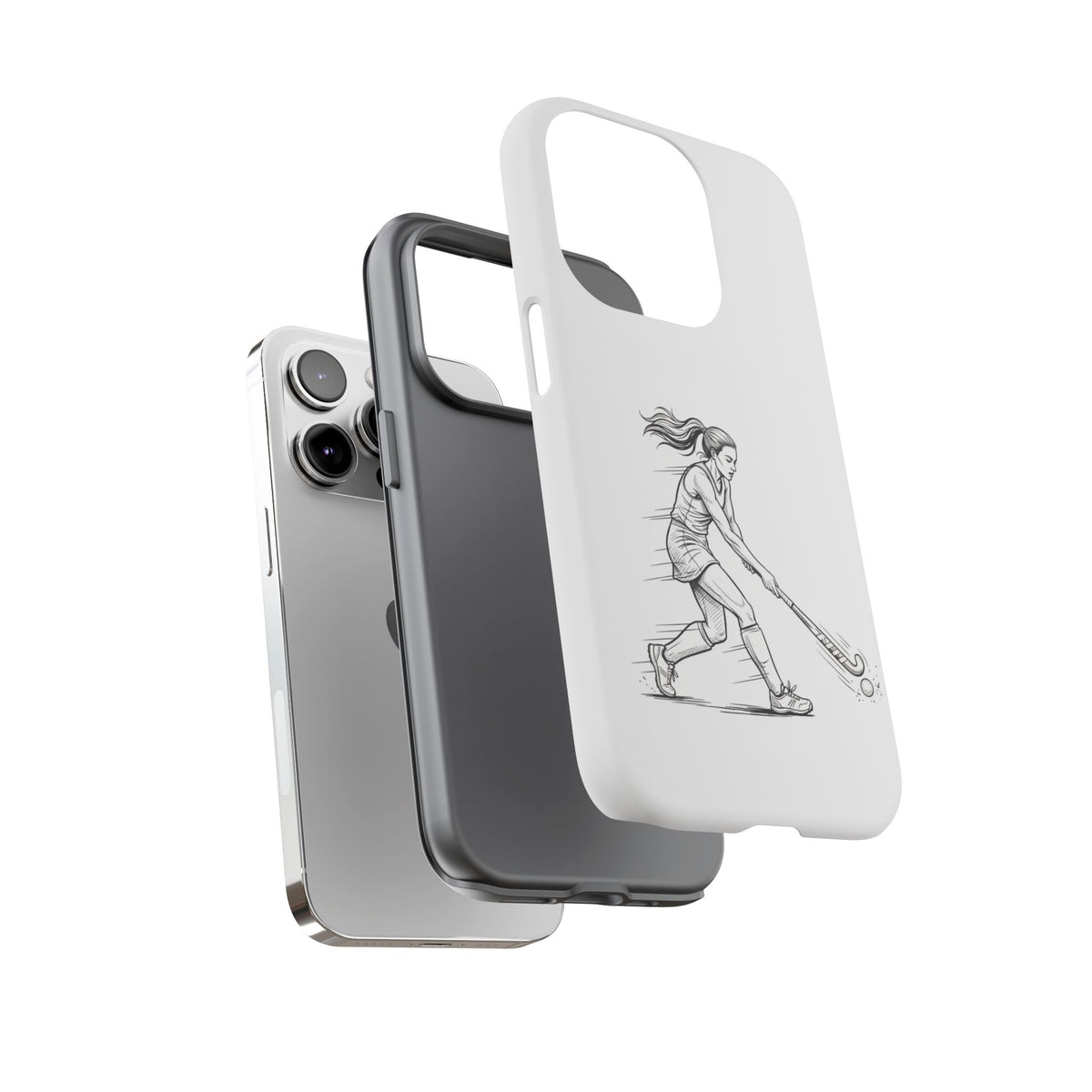 Phone Case, Hockey, Female  Player Minimalist sketch design, Tough Case
