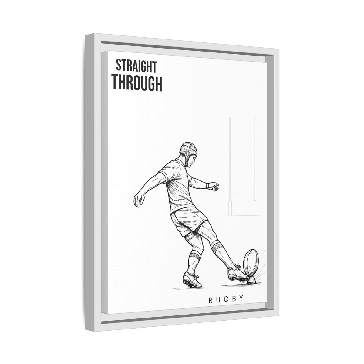 Print, Rugby Conversion Kick - Straight Through, Matte Canvas Print Framed Art