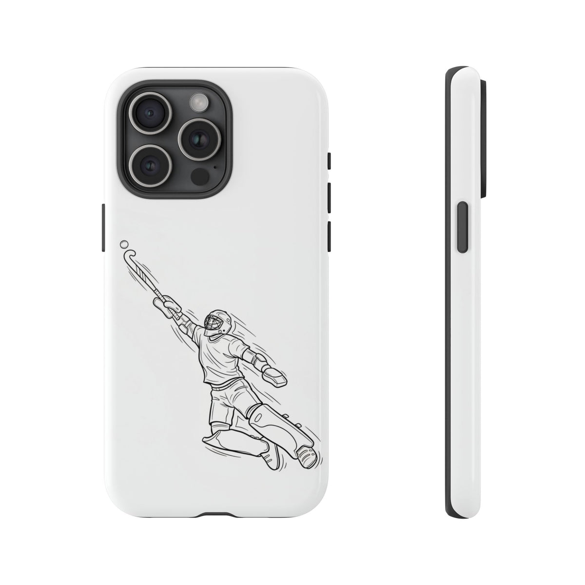 Hockey Goalkeeper Sketch Phone Case — Minimalist Sports Protective Cover