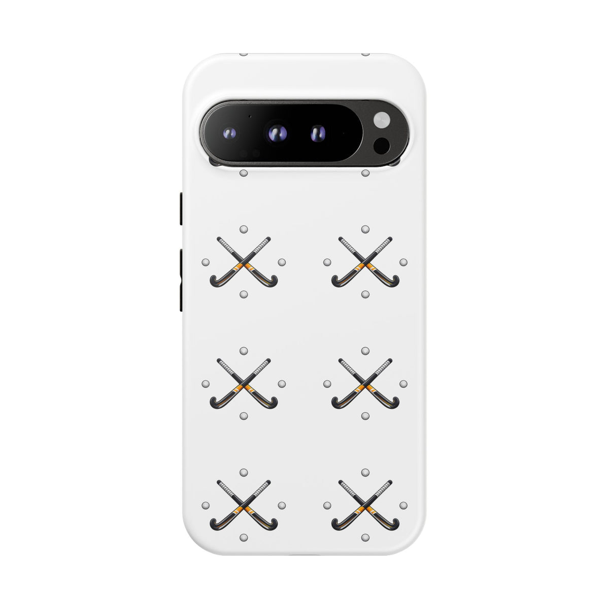 Phone Case, Hockey Repeated Crossed Sticks & Balls Pattern, Tough Case