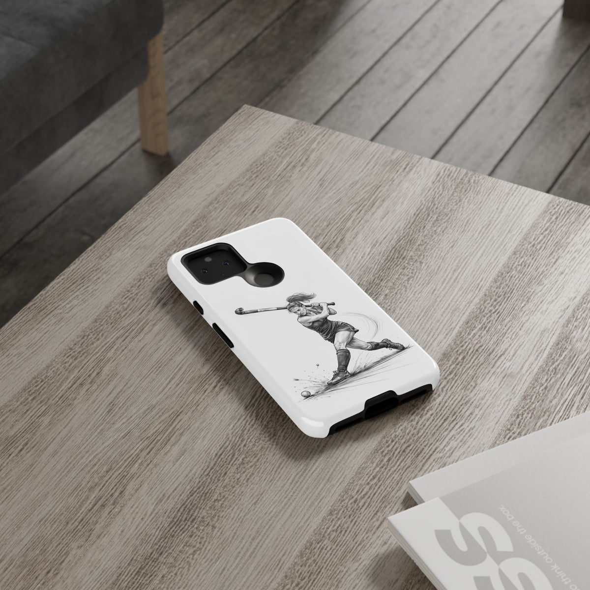 Phone Case, Hockey, Female Player "Tomahawk" shot design, Tough Case