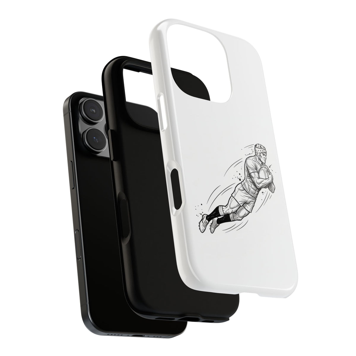 Phone Case, Rugby Try Swan Dive Minimalist Sketch design, Tough Case
