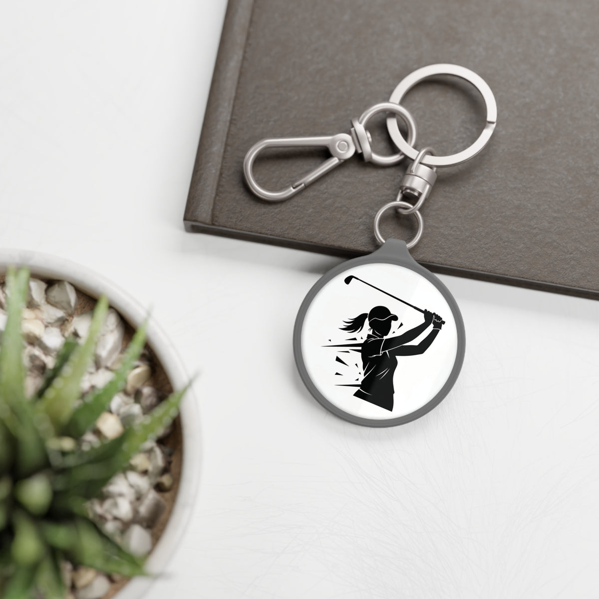 Keyring Bag Tag, Golf Silhouette, Image design