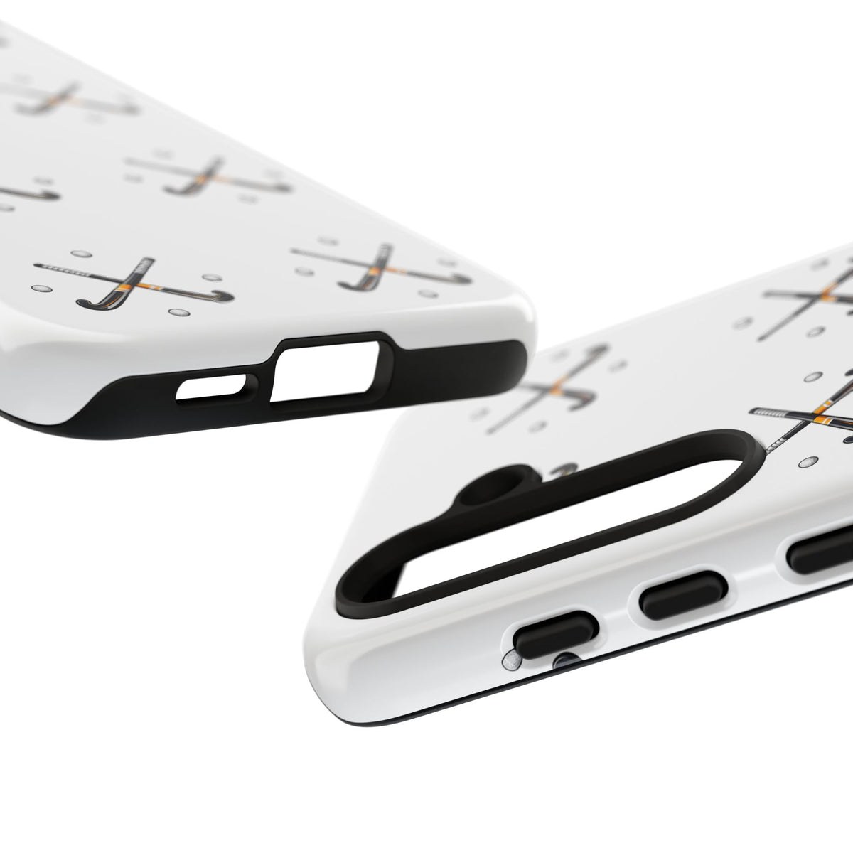 Phone Case, Hockey Repeated Crossed Sticks & Balls Pattern, Tough Case