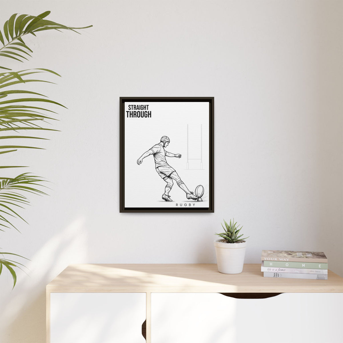 Print, Rugby Conversion Kick - Straight Through, Matte Canvas Print Framed Art