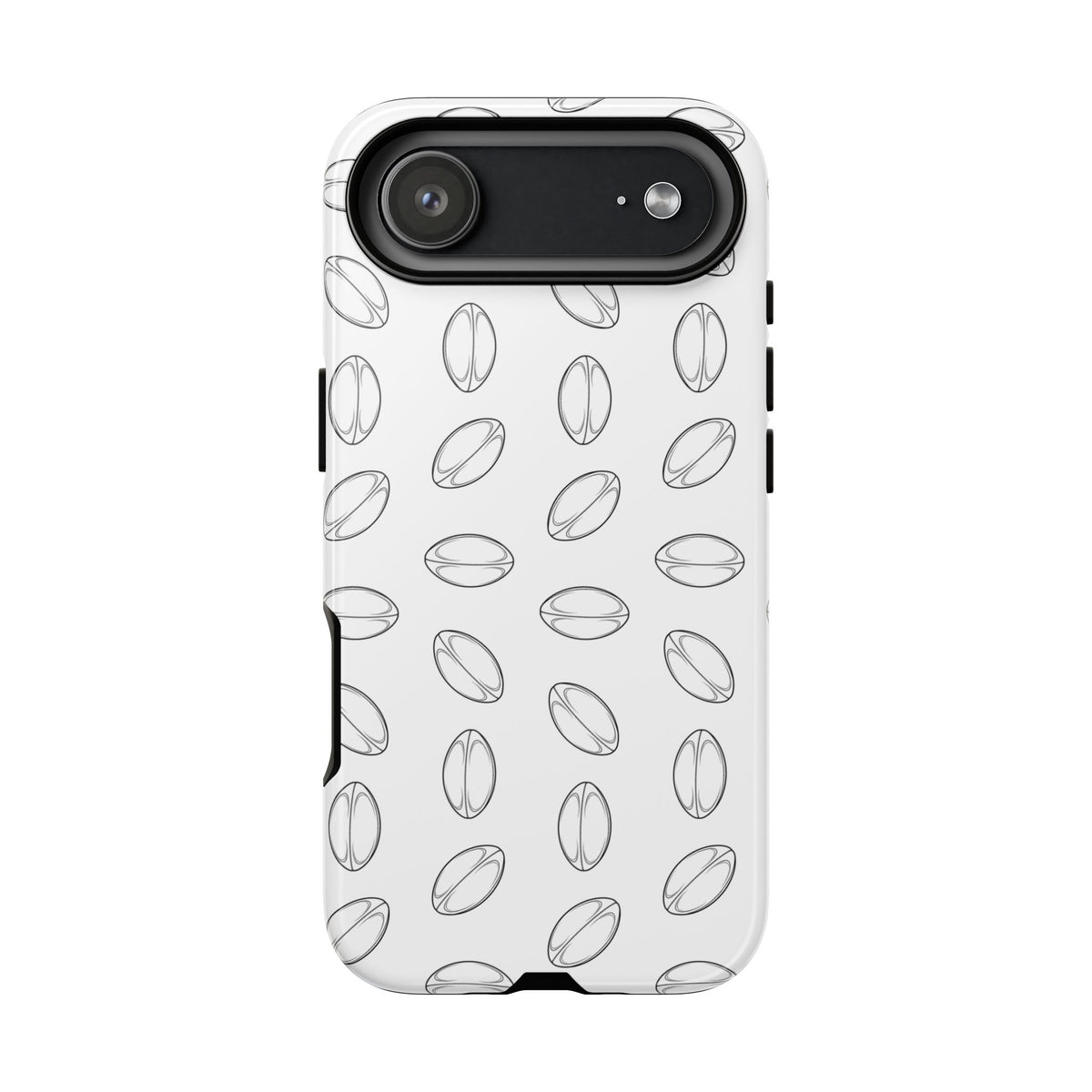 Phone Case, Rugby Ball Minimalist Sketch Pattern, Tough Case
