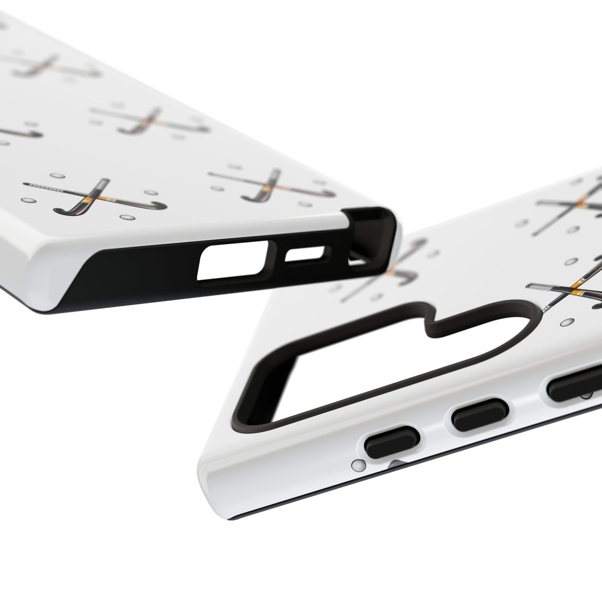 Phone Case, Hockey Repeated Crossed Sticks & Balls Pattern, Tough Case