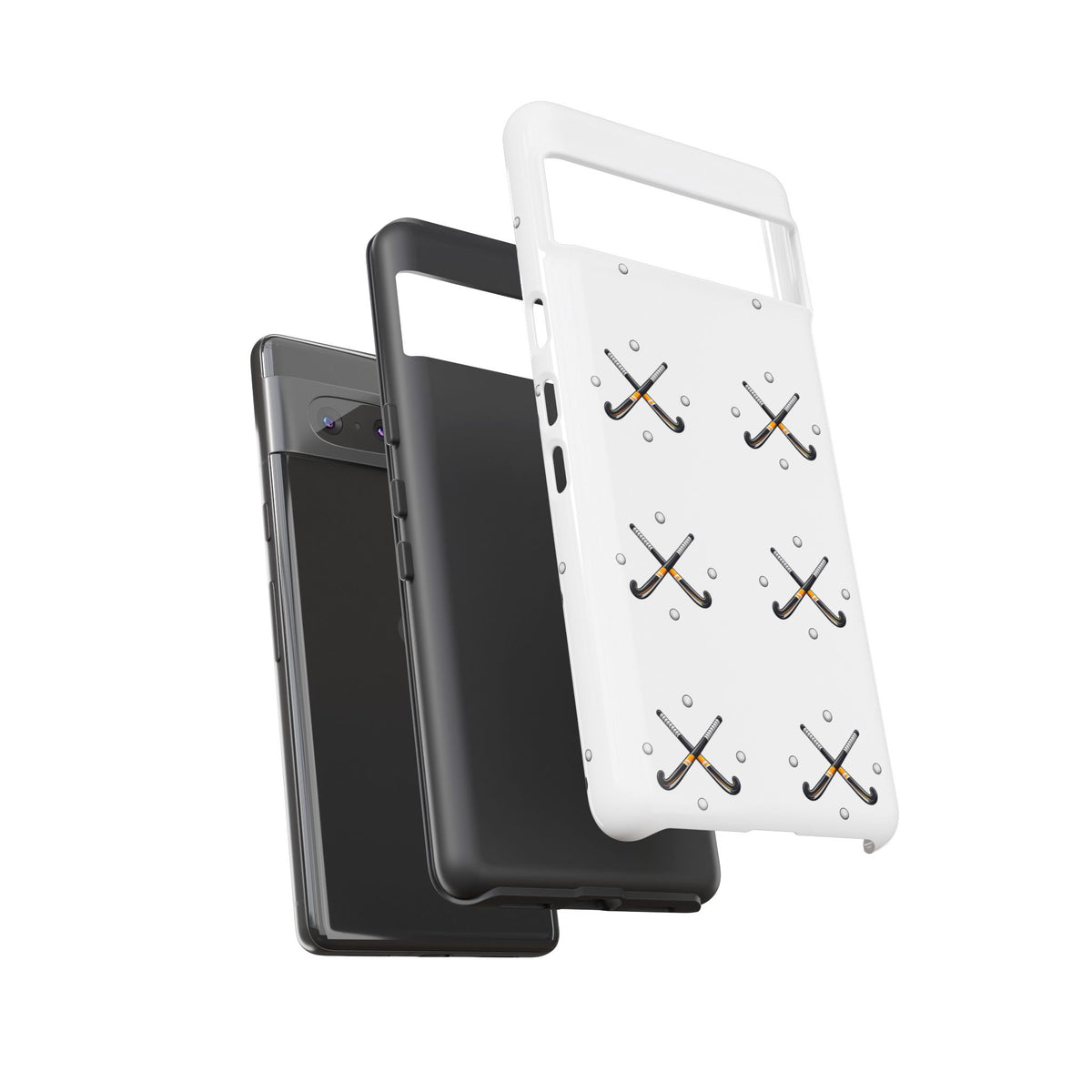 Phone Case, Hockey Repeated Crossed Sticks & Balls Pattern, Tough Case