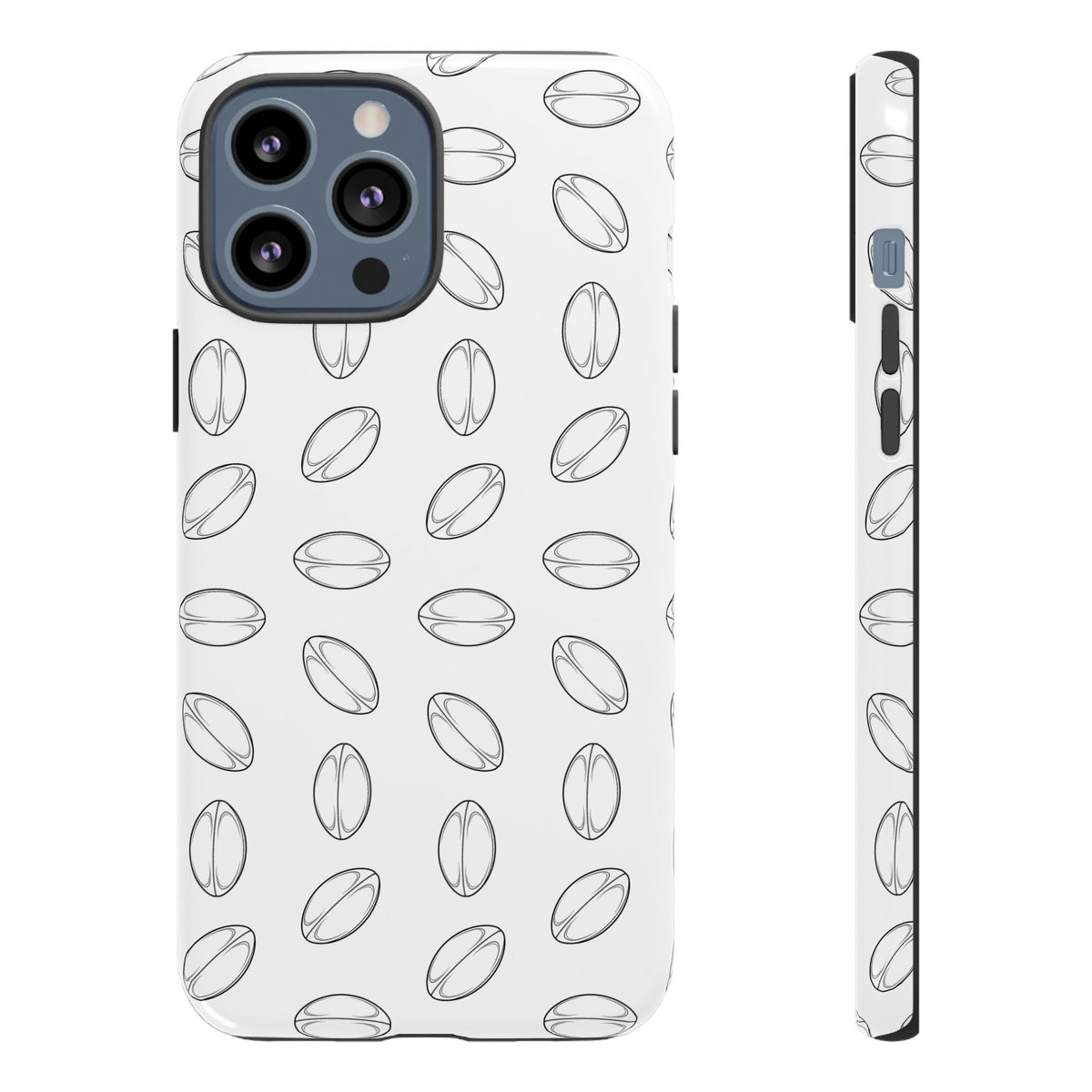 Phone Case, Rugby Ball Minimalist Sketch Pattern, Tough Case