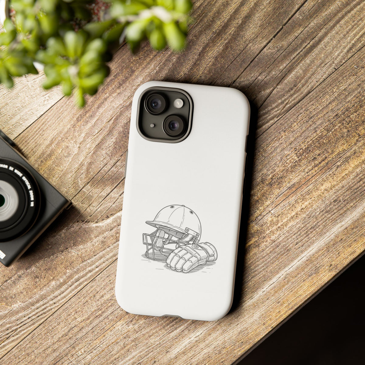 Phone Case, Cricket Gloves & Helmet Sketch, Tough Case