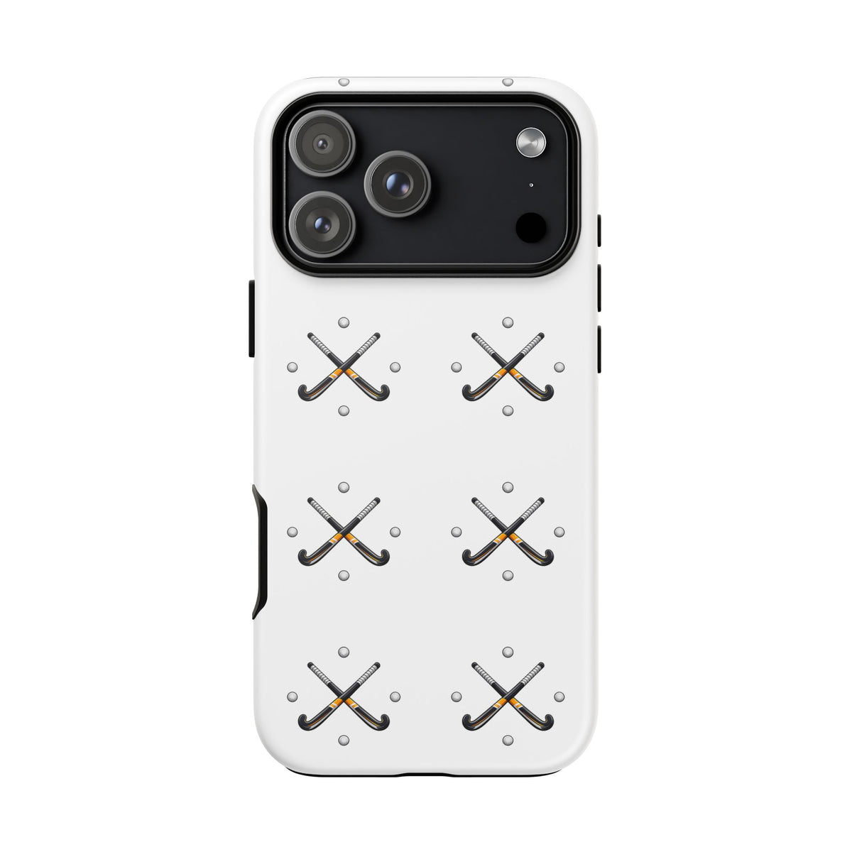 Phone Case, Hockey Repeated Crossed Sticks & Balls Pattern, Tough Case
