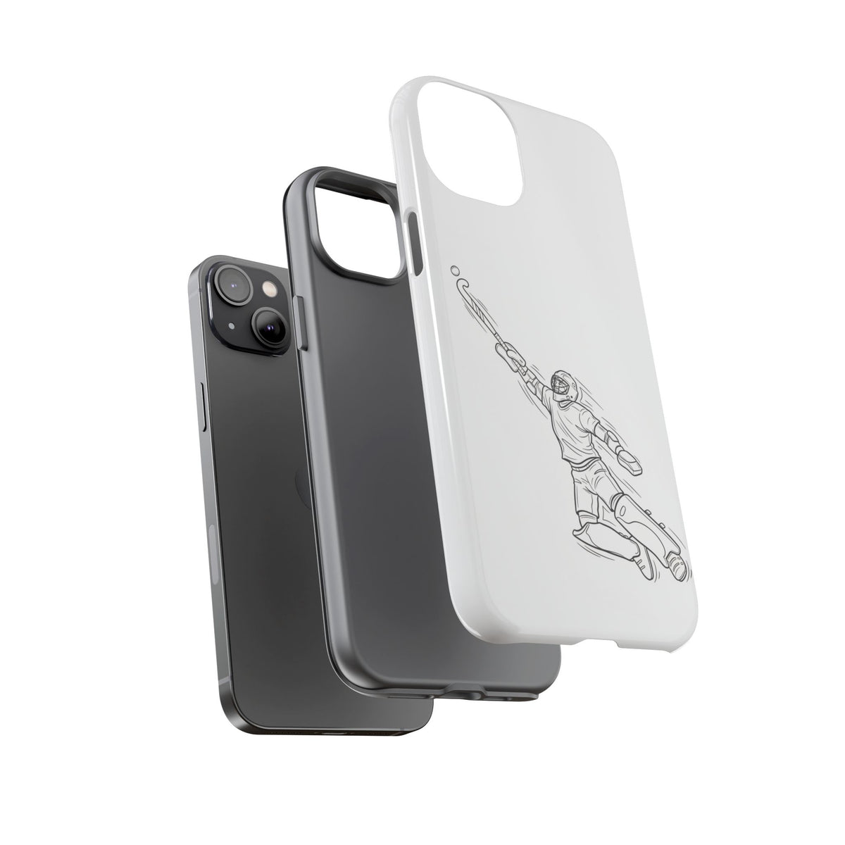 Hockey Goalkeeper Sketch Phone Case — Minimalist Sports Protective Cover