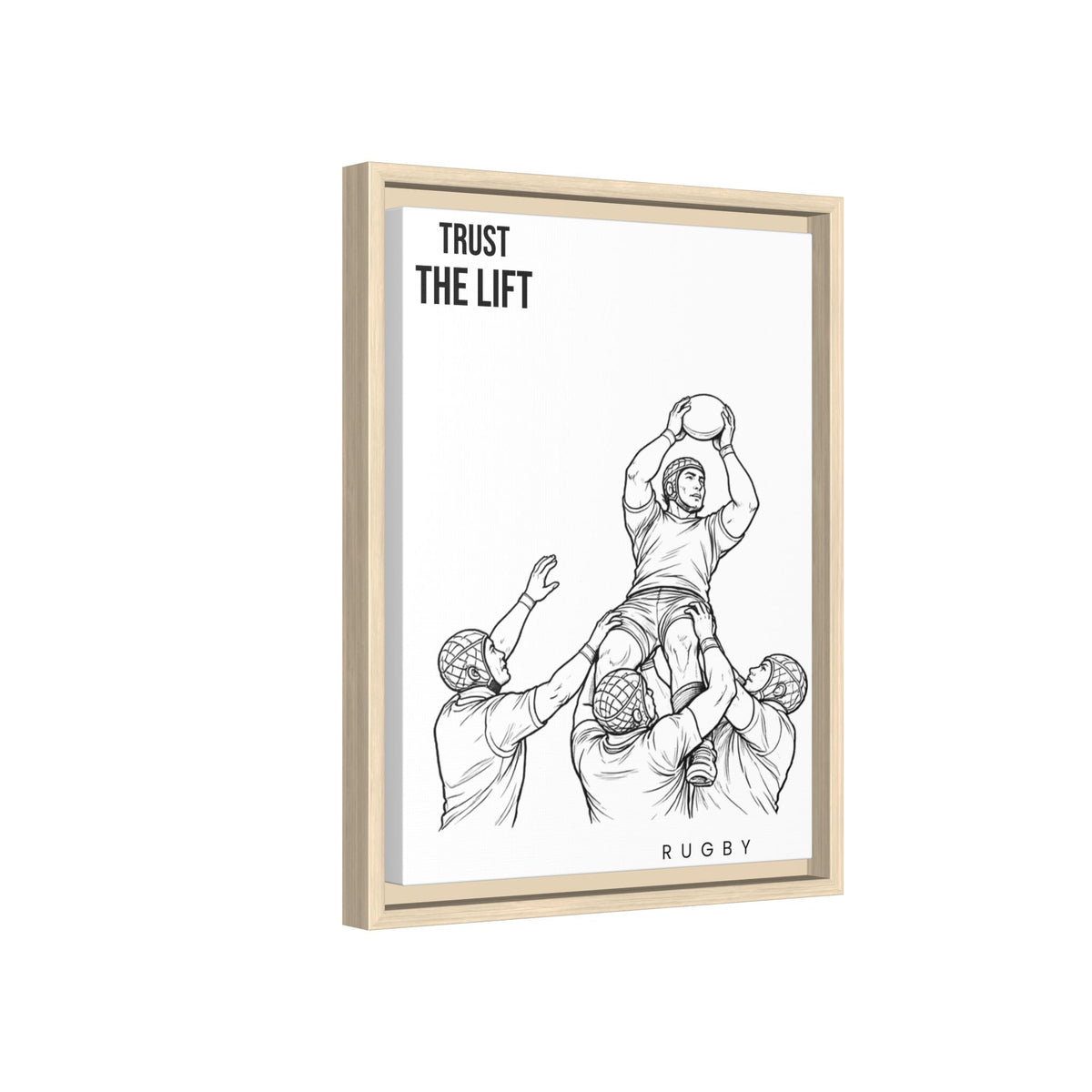 Print, Rugby Line-Out Trust The Lift , Matte Canvas Print Framed Art