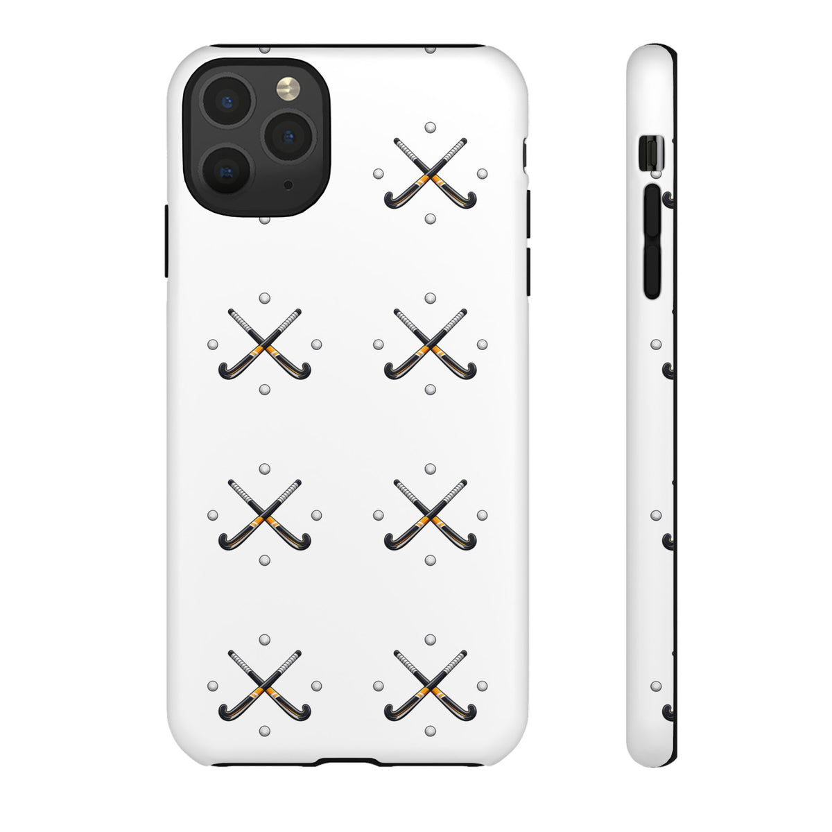 Phone Case, Hockey Repeated Crossed Sticks & Balls Pattern, Tough Case
