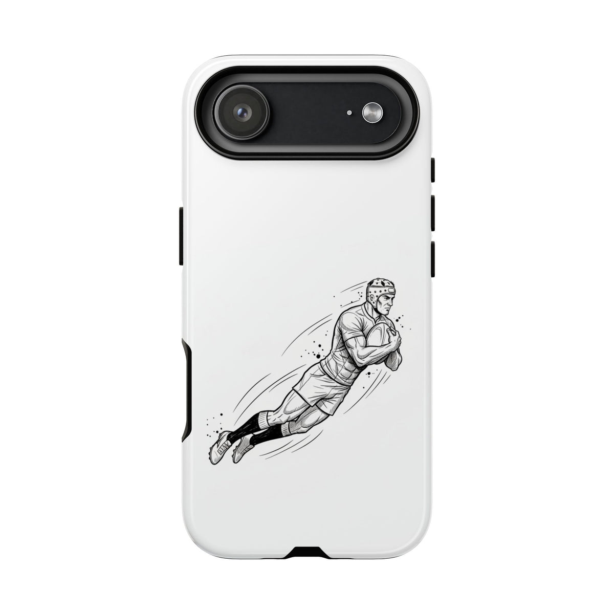 Phone Case, Rugby Try Swan Dive Minimalist Sketch design, Tough Case