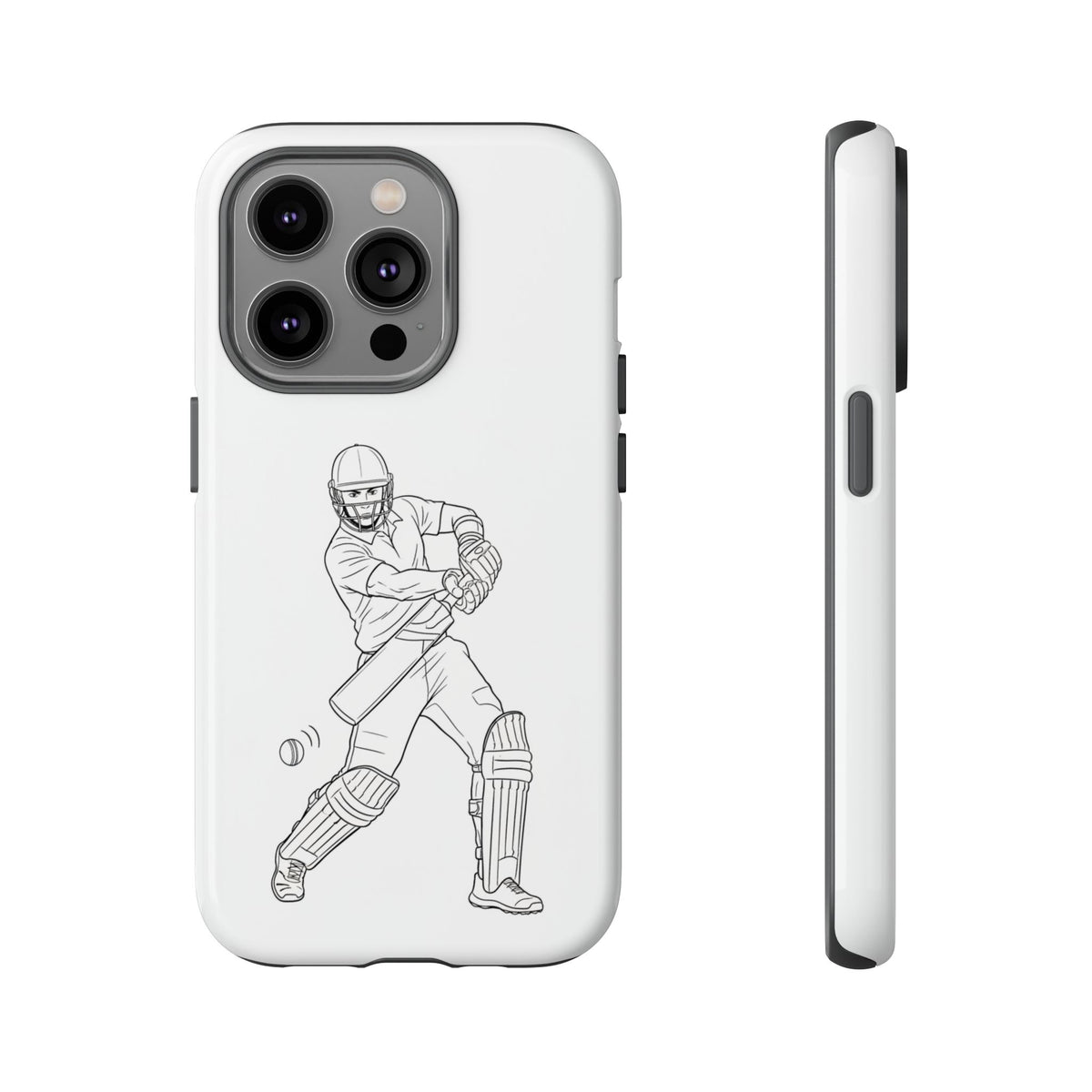 Phone Case, Cricket Batsman Sketch, Tough Case