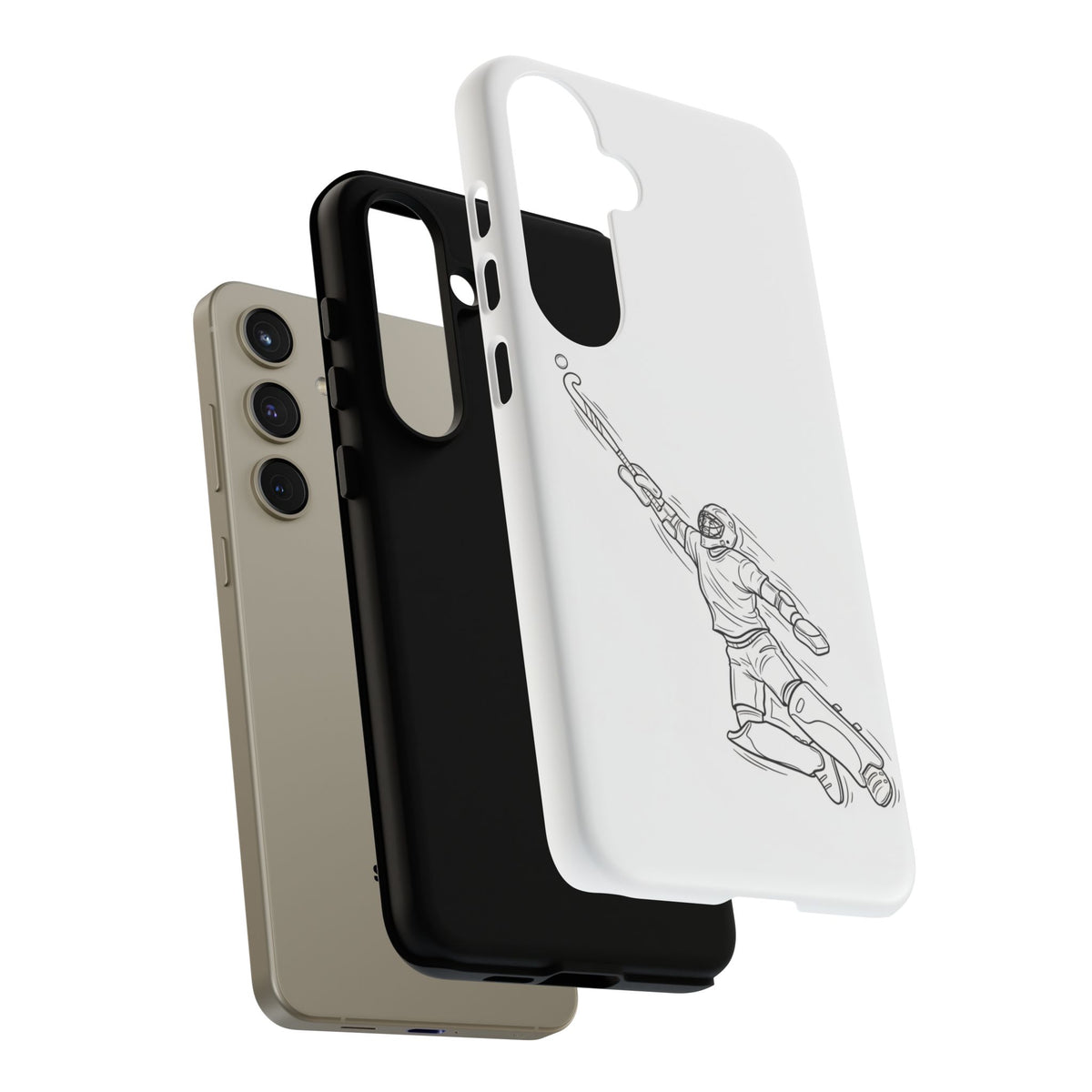 Hockey Goalkeeper Sketch Phone Case — Minimalist Sports Protective Cover