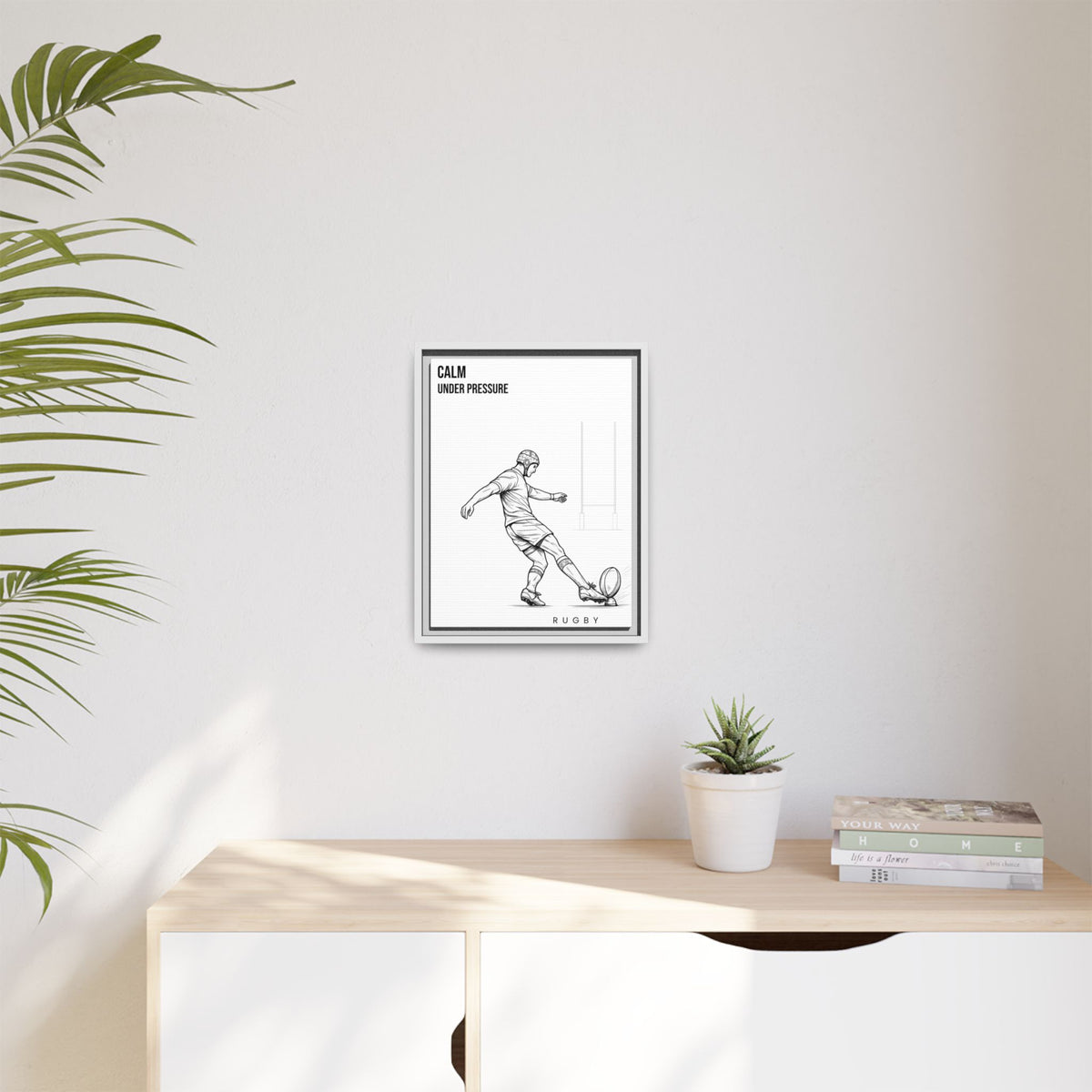 Print, Rugby Conversion Kick - Calm Under Pressure, Matte Canvas Print Framed Art