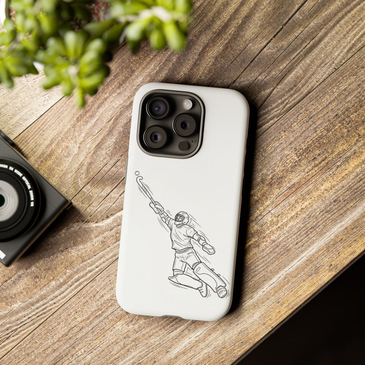 Hockey Goalkeeper Sketch Phone Case — Minimalist Sports Protective Cover