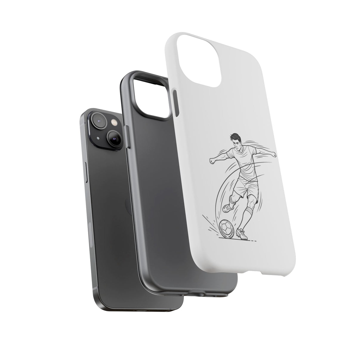 Phone Case, Football Free Kick / Strike Minimalist sketch Design, Tough Case