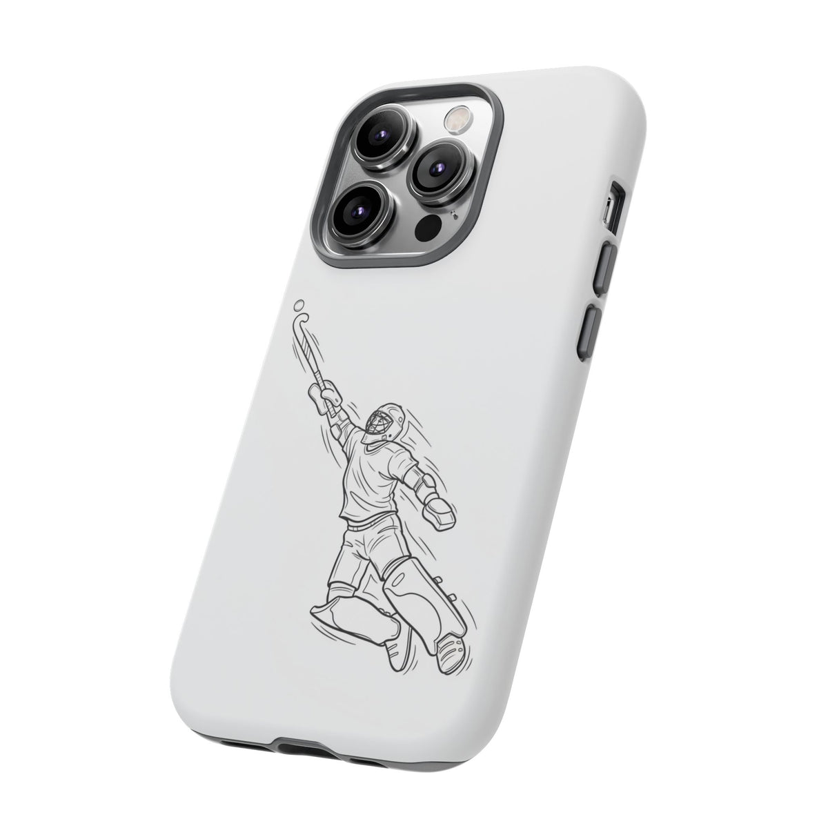 Hockey Goalkeeper Sketch Phone Case — Minimalist Sports Protective Cover
