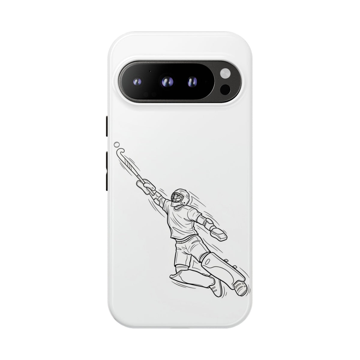 Hockey Goalkeeper Sketch Phone Case — Minimalist Sports Protective Cover