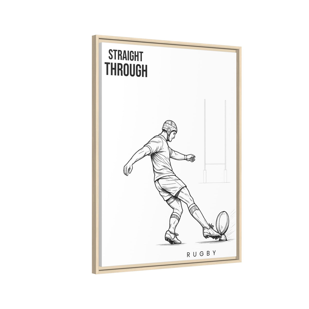 Print, Rugby Conversion Kick - Straight Through, Matte Canvas Print Framed Art