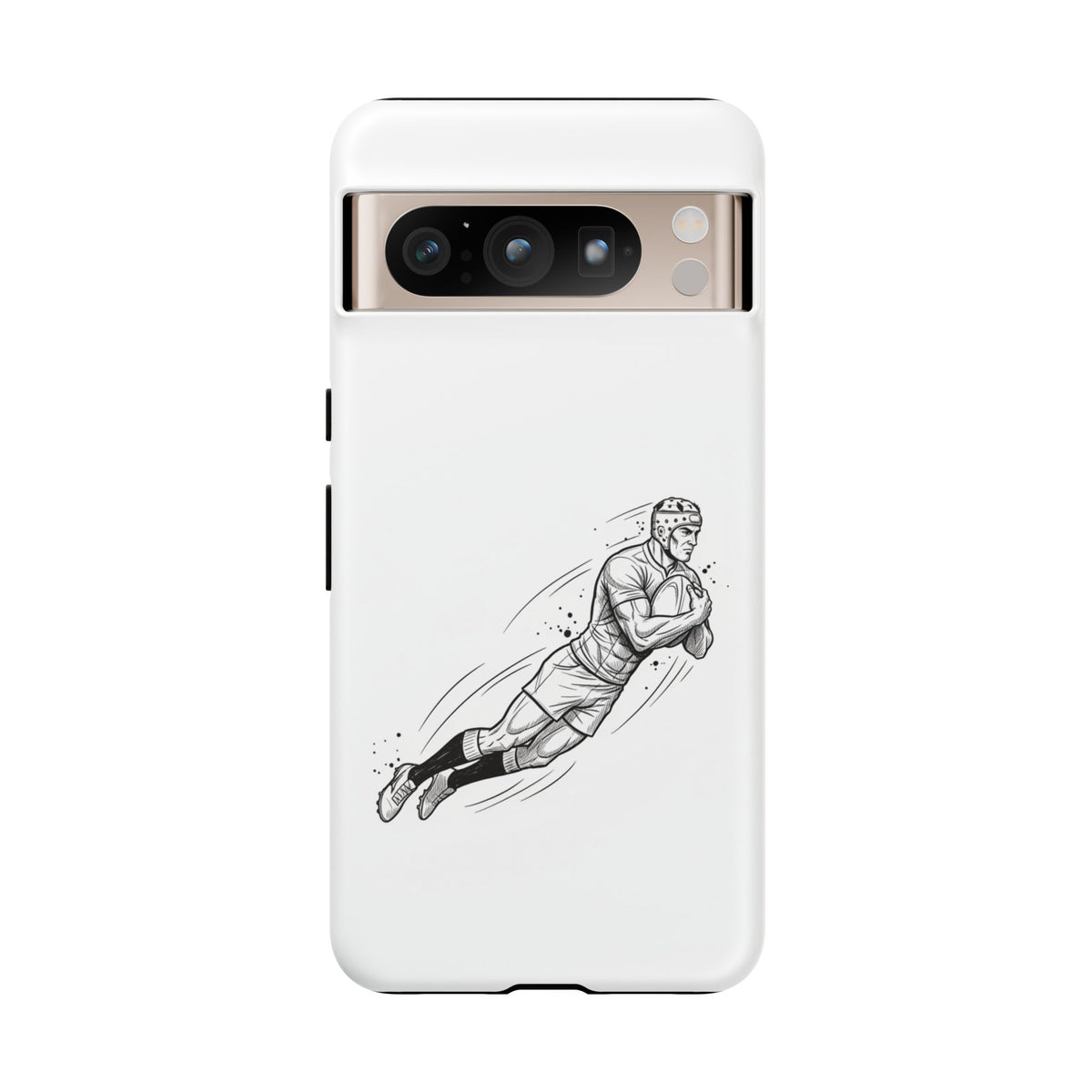 Phone Case, Rugby Try Swan Dive Minimalist Sketch design, Tough Case