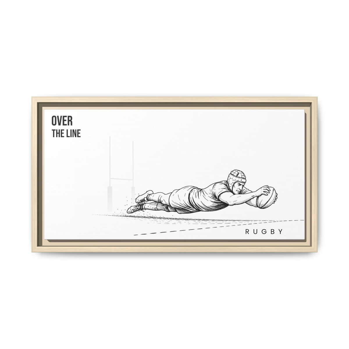 Print, Rugby Try, "Over The Line"  Matte Canvas Framed Wall Art
