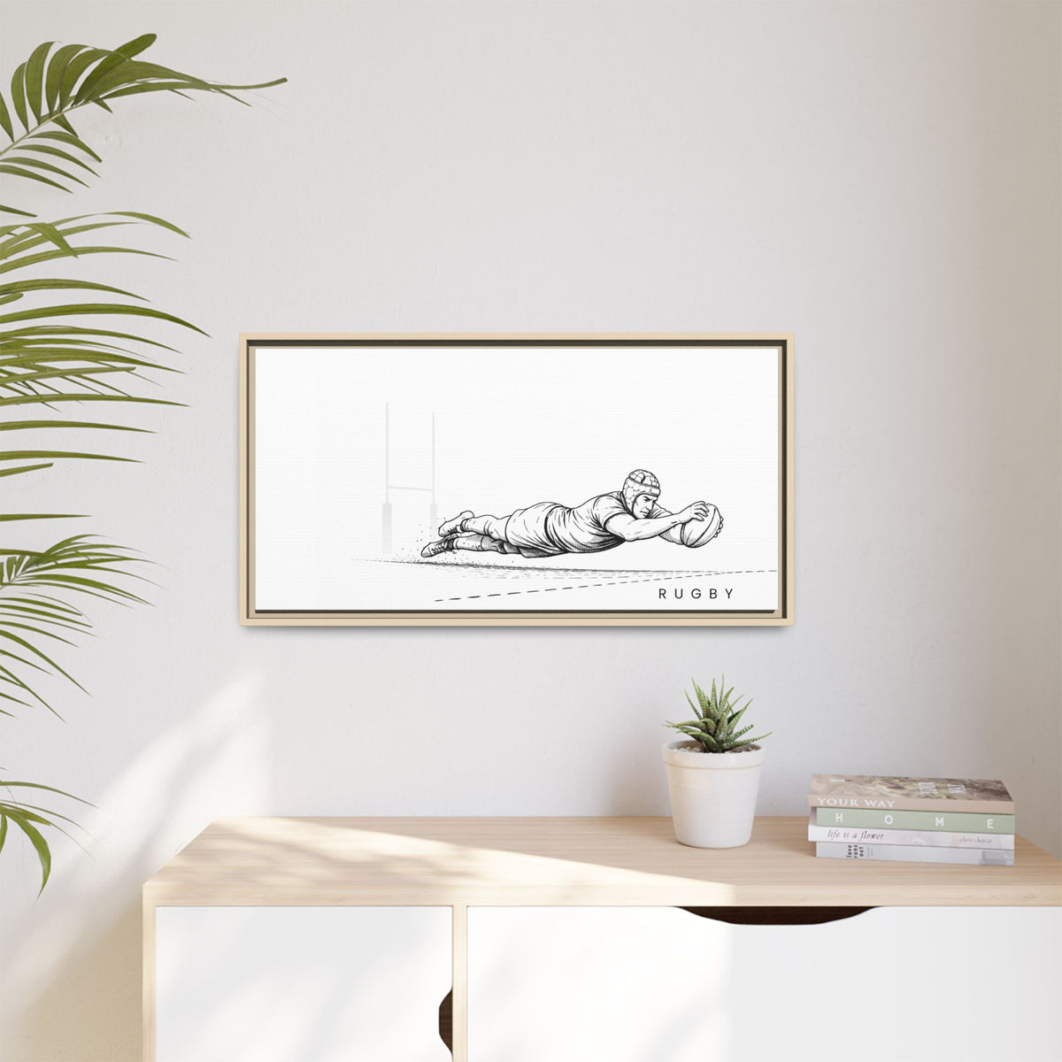 Print, Rugby Try, Matte Canvas Framed Wall Art