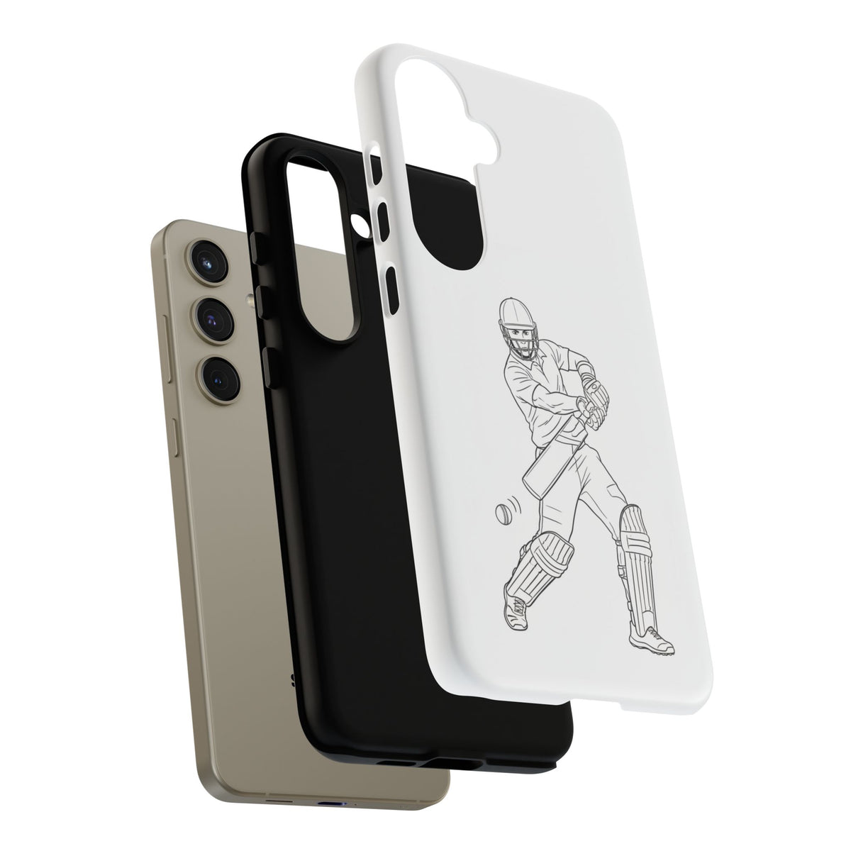Phone Case, Cricket Batsman Sketch, Tough Case