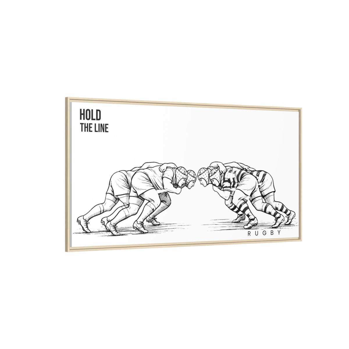 Print, Rugby Scrum, "Hold the Line" , Matte Canvas Print Framed Art
