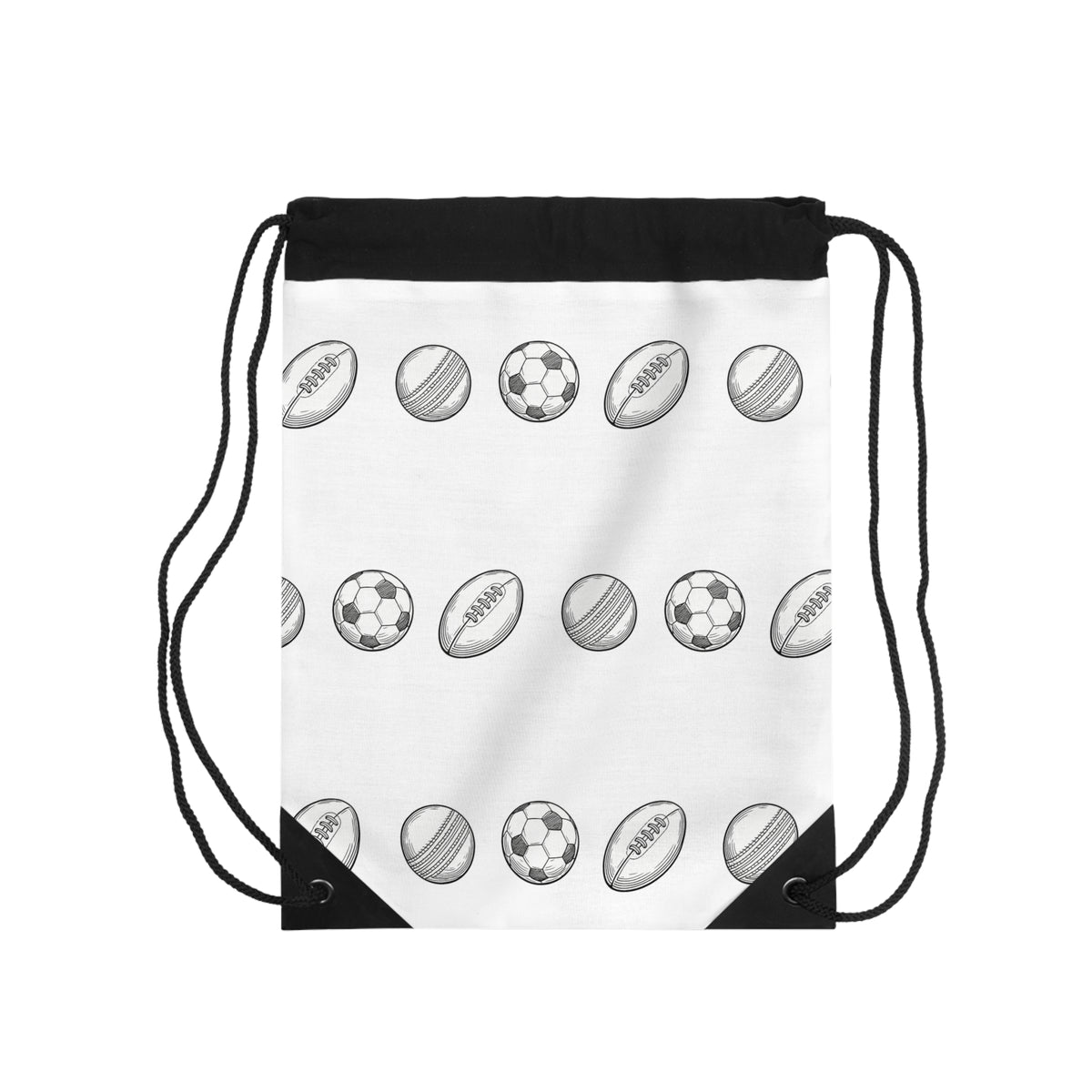Drawstring Boot bag, Football, Rugby, Cricket Repeat ball sketch design