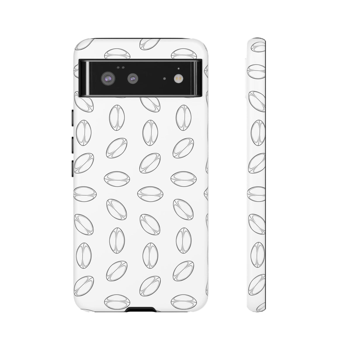 Phone Case, Rugby Ball Minimalist Sketch Pattern, Tough Case